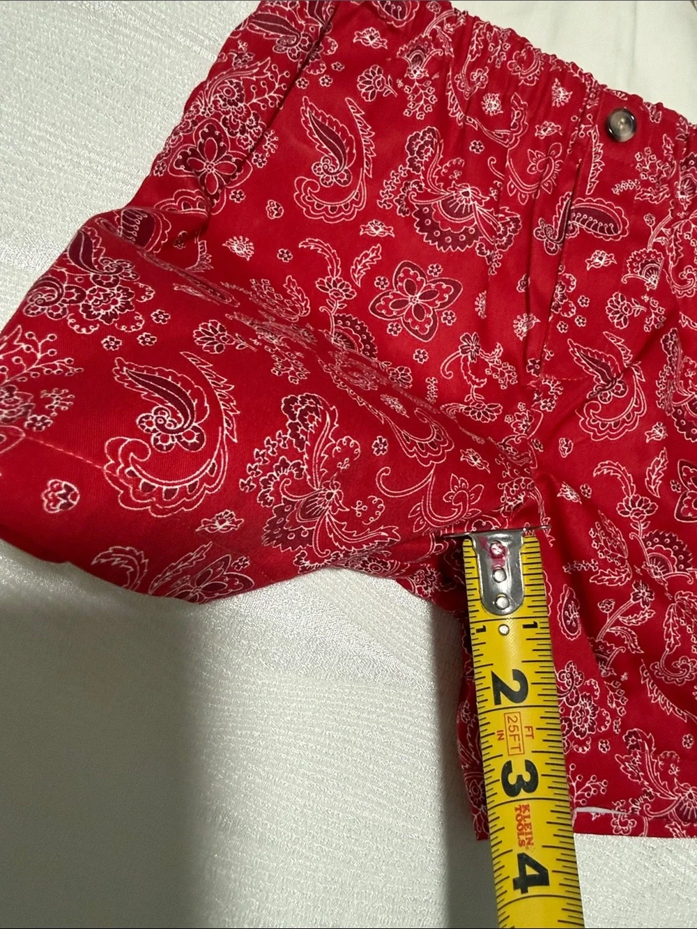 Red Paisley Men's Elastic Waist Shorts size 4T